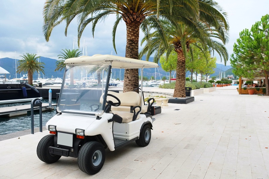 Tivat, Montenegro, October, 6, 2015: Electric automobile on Tivat embankment, Montenegro